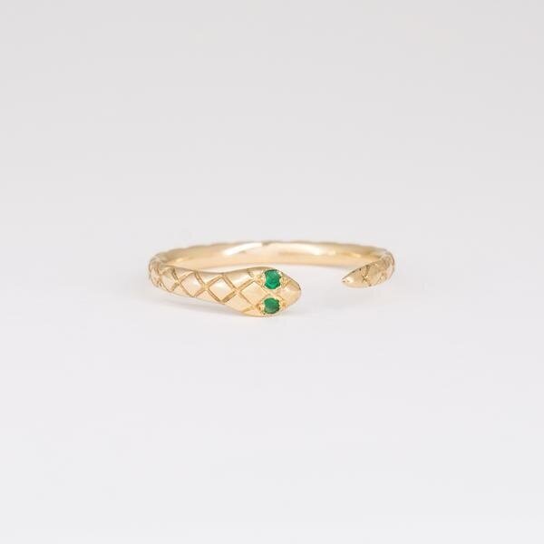  Bluboho Revival Ring - Emerald and Yellow Gold 